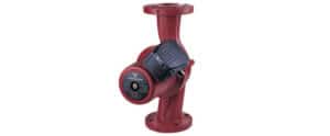 red and black Grundfos circulator pump.